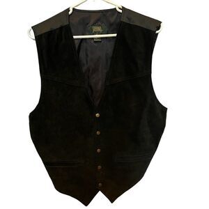 Stefano Man Black Vest Medium Leather front with front pockets
